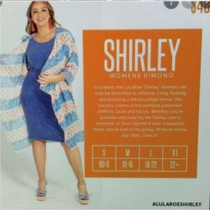 LuLaRoe women's Shirley Kimono NWT
Sheer fabric Sz M polka dots blue and white